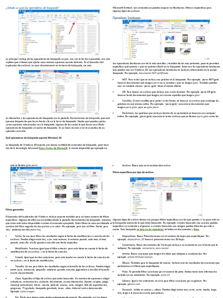 Operadores de búsqueda en Windows 10 | PDF | Windows 10 | Archivo de ...