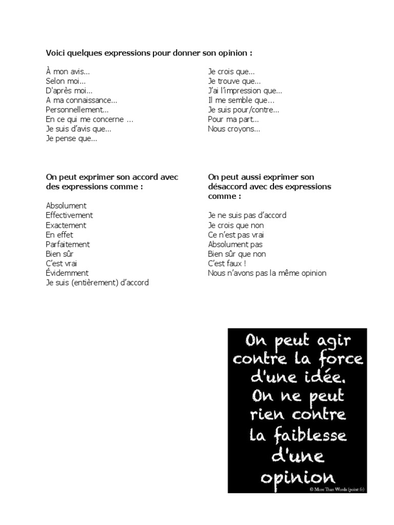 Expressions Pour Donner Son Opinion | PDF | Développement personnel