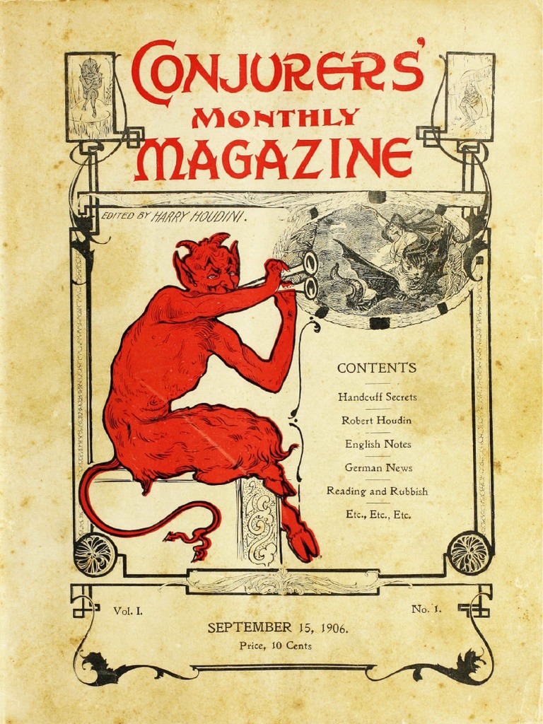 Conjurers Monthly Complete Houdini Pdf Magic Illusion Harry Houdini