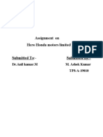 Assignment On Hero Honda Motors Limited: DR - Anil Kumar.m M. Ashok Kumar TPS-A-19010