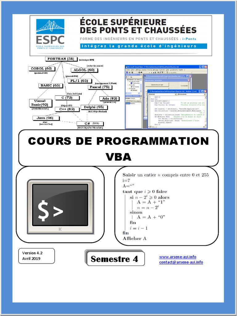 Cours de Programmation VBA 2019 | PDF | Visual Basic for Applications ...