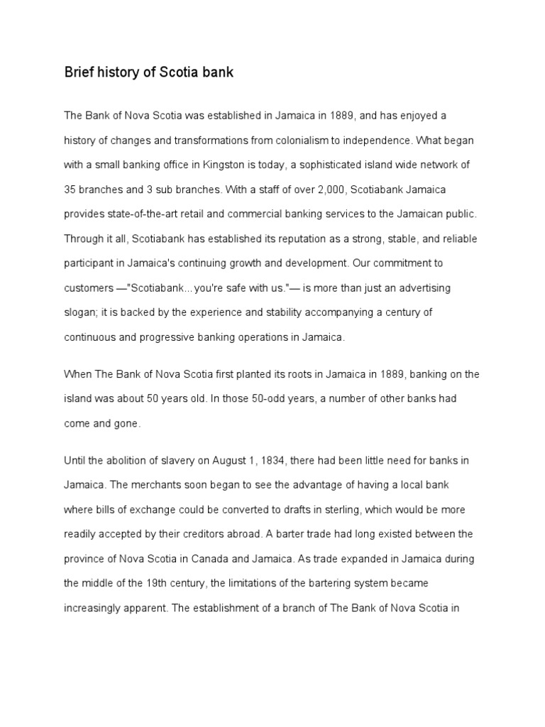 Brief History Of Scotia Bank Group Project Jamaica Banks