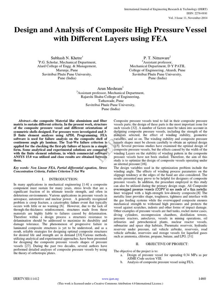 Composite Pressure Vessel FEA Analysis | PDF | Composite Material ...