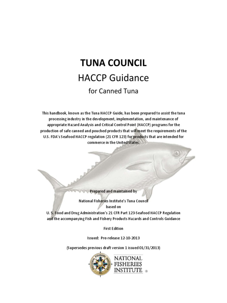 Canned Tuna HACCP Handbook 4 16 2014 PDF PDF Hazard Analysis And