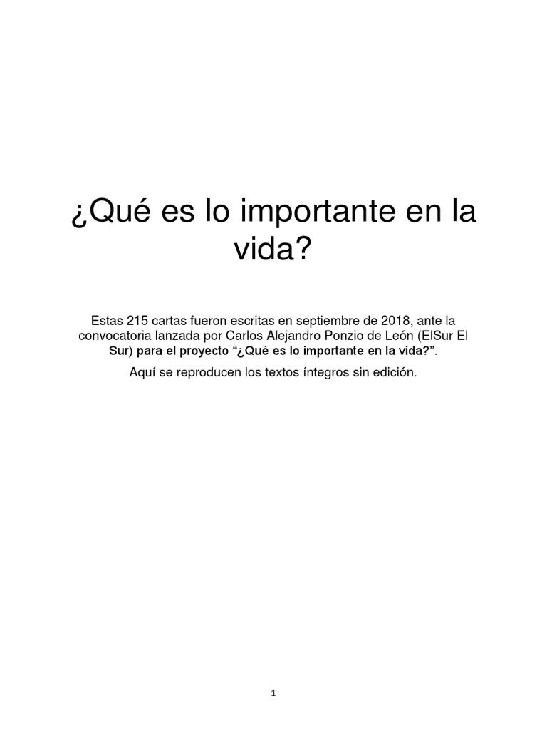 Cartas Qué Es Lo Importante en La Vida PDF | PDF | Muerte | Amor, image size:768x1024