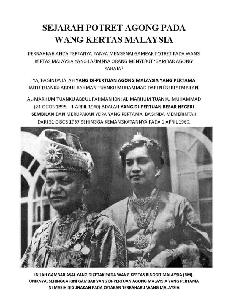 Sejarah Potret Agong Pada Wang Kertas Malaysia  PDF