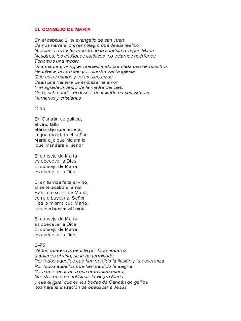El Consejo De Maria Letra