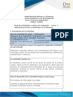 Guia de Actividades y Rubrica de Evaluacion - Tarea 1. Aplicación Procesos y Materiales en La Industria