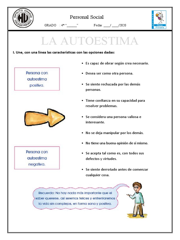 Ficha de Autoestima y Autoconocimiento | PDF