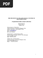 The Influence of Organizational Culture On Job Satisfaction (Organizational Culture and Job Satisfaction)