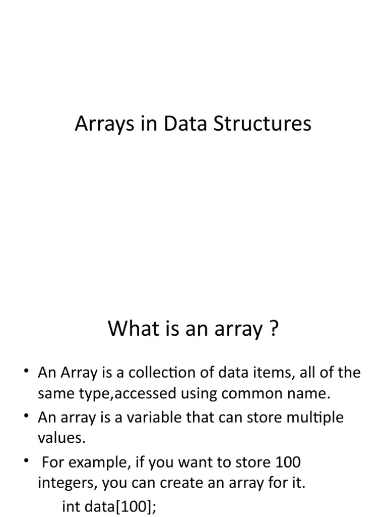 Arrays in Data Structures | PDF image.