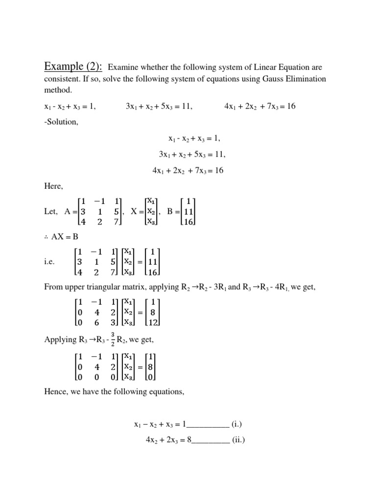 Linear Algebra - Example | PDF | Equations | System Of Linear Equations