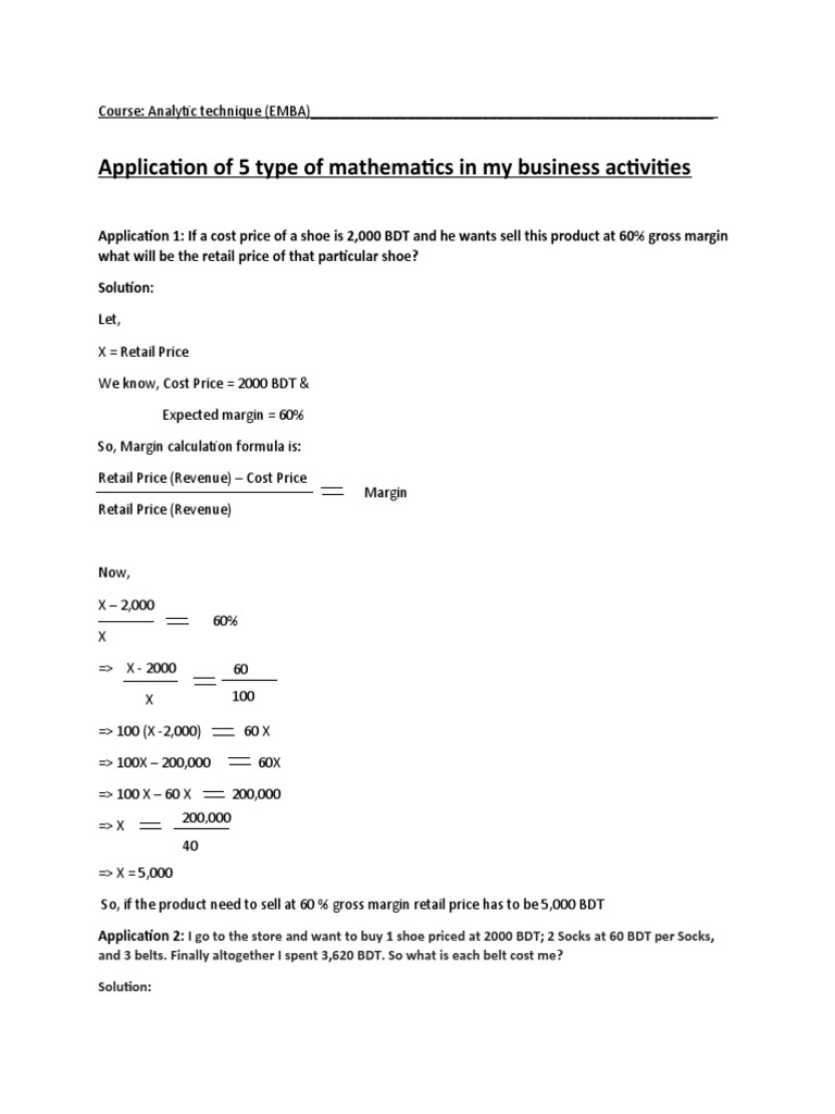 Applications of Mathematics in Business | PDF | Area | Volume