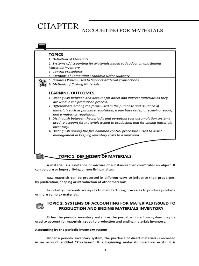 Accounting for Materials in Production | PDF | Inventory | Management ...