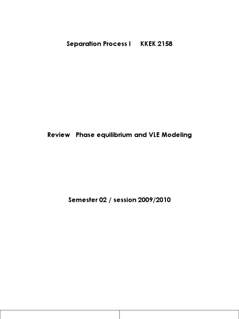 Review Phase Equilibrium and VLE Modeling | PDF | Phase Rule | Phase ...