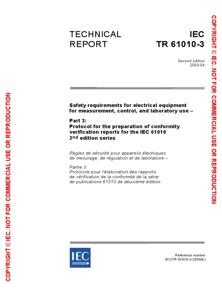 Technical: IEC TR 61010-3 | PDF | International Electrotechnical