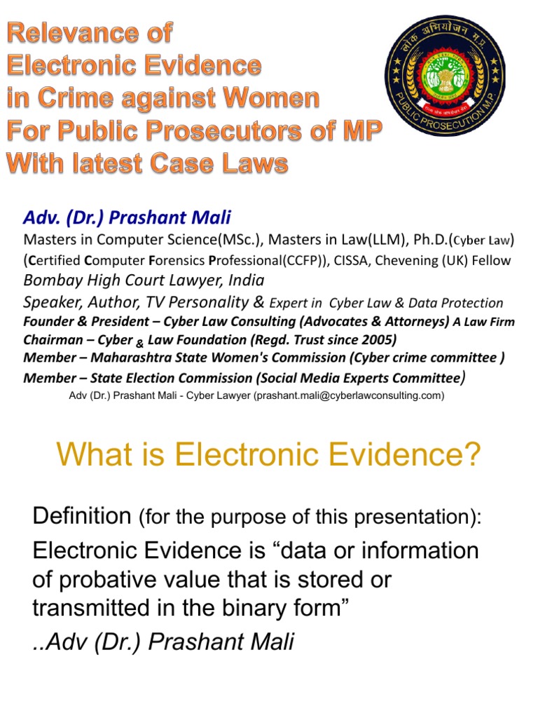 Electronic Evidence With Case Laws For Public Prosecutors of MP by