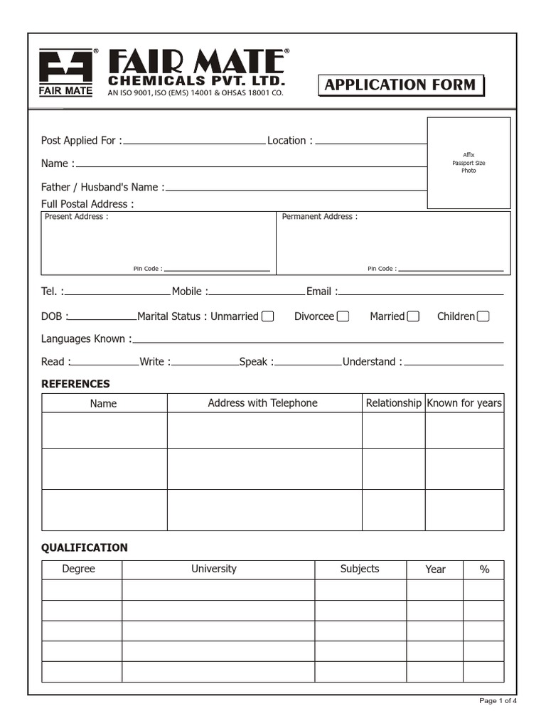 Job Application Form Template | PDF | Identity Document | Government ...