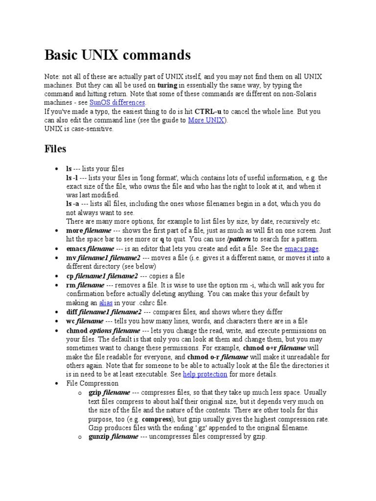 Basic UNIX Commands | Download Free PDF | Computer File | File Transfer ...