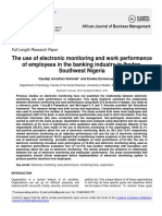 3the Use of Electronic Monitoring and Work Performance of Employees in The Banking Industry in Ibadan, Southwest Nigeria