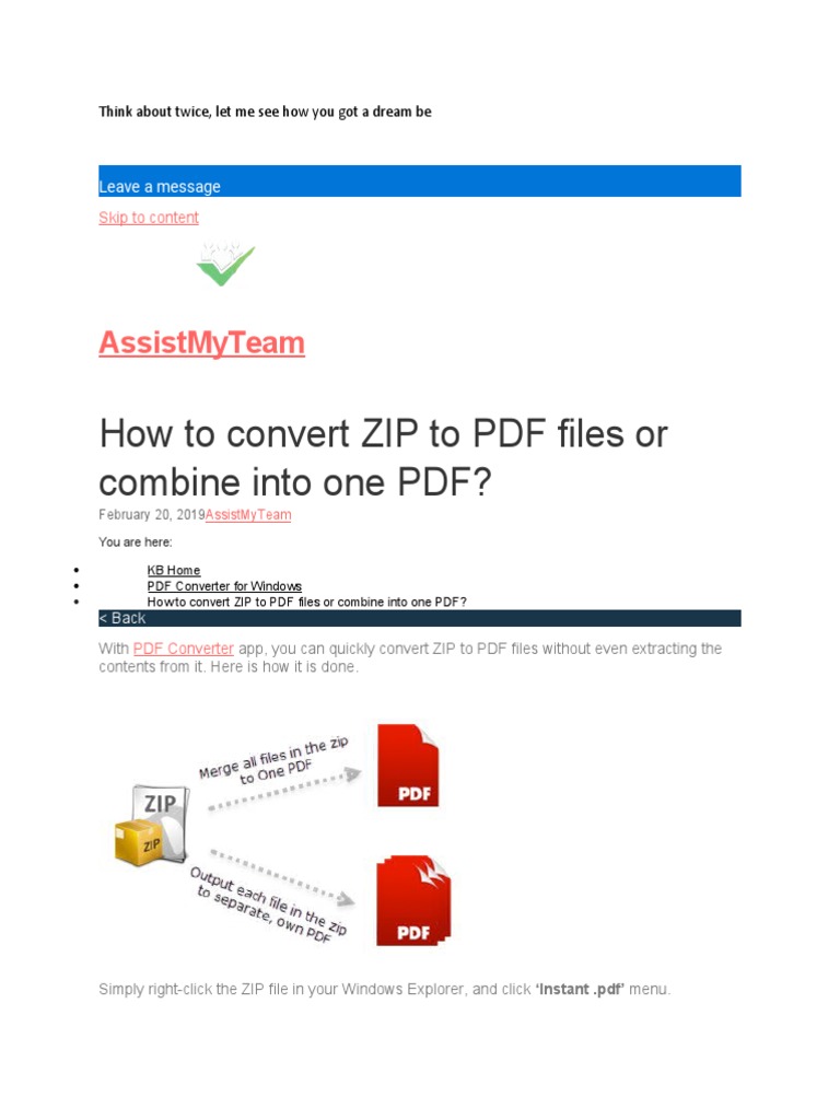 How To Convert Zip To PDF Files or Combine Into One PDF? Assistmyteam