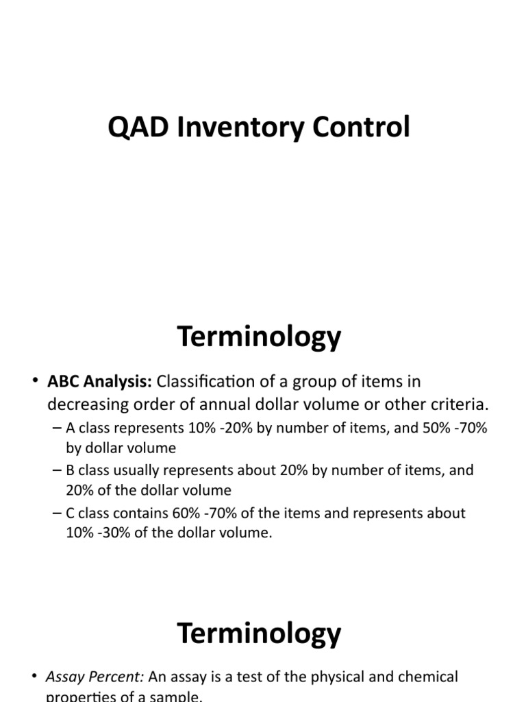 QAD Inventory Control Terminology Guide | PDF | Inventory | Receipt