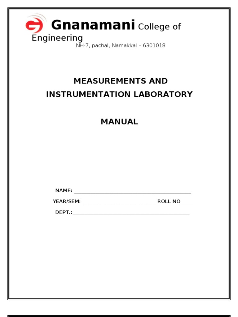 Lab manual for mechanical measurement and metrology