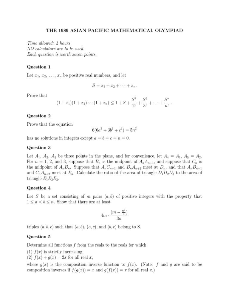 APMO Problem Ans Solution PDF | PDF | Triangle | Elementary