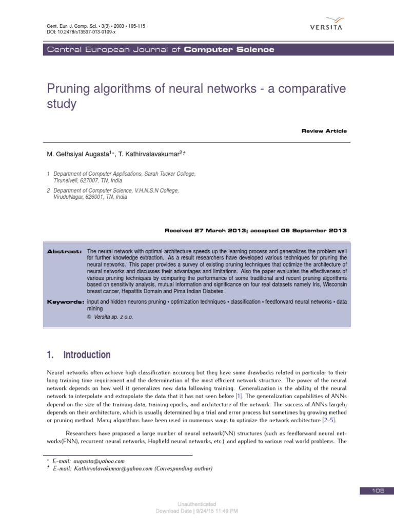 Pruning Algorithms of Neural Networks - A Comparat | PDF | Artificial ...