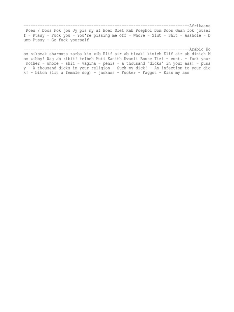 Global Swear Words Guide | PDF | Profanity | Vocabulary