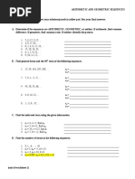 Worksheet 1 Arithmetic and Geometric Sequences