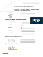 Worksheet 1 Arithmetic and Geometric Sequences