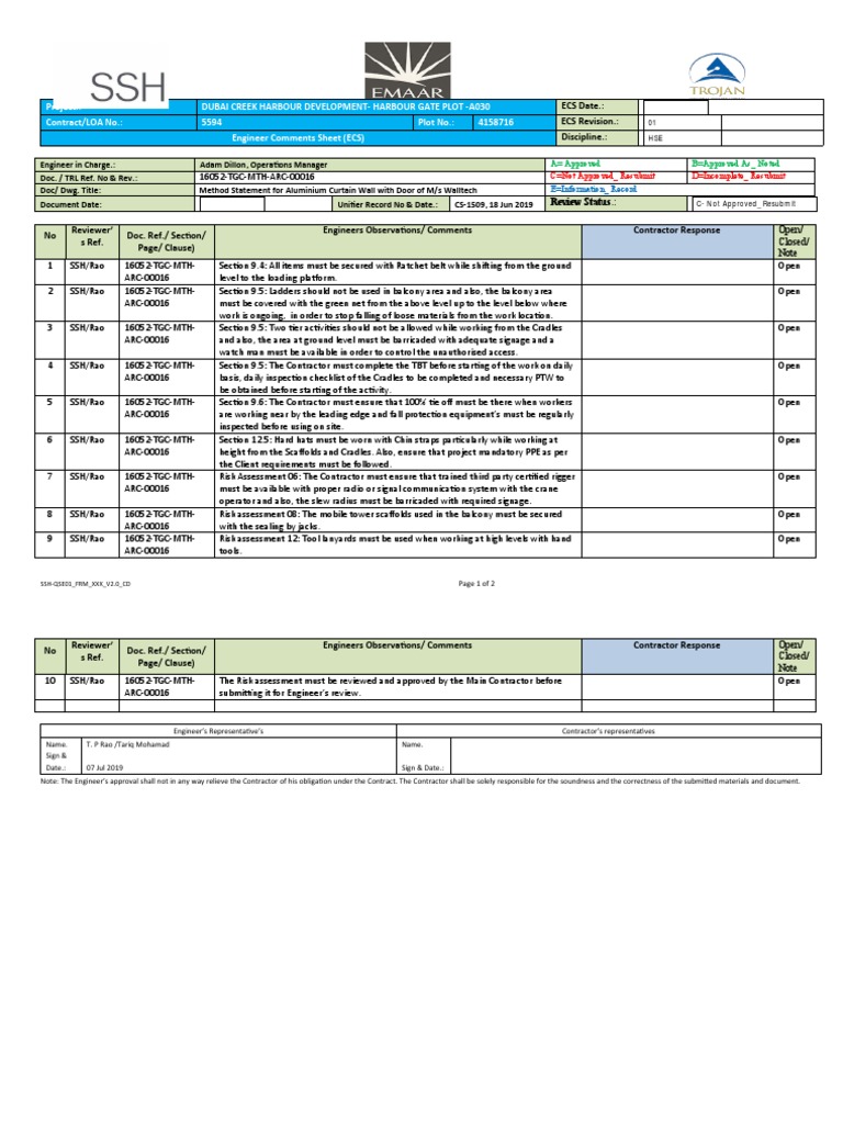 Dubai Creek Harbour Method Statement | PDF | Business