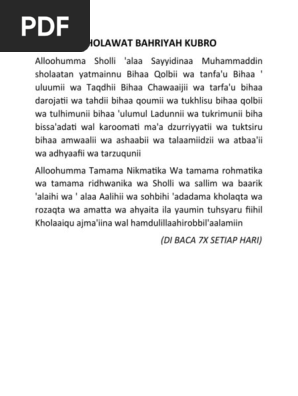 Sholawat Bahriyah Kubro Docx