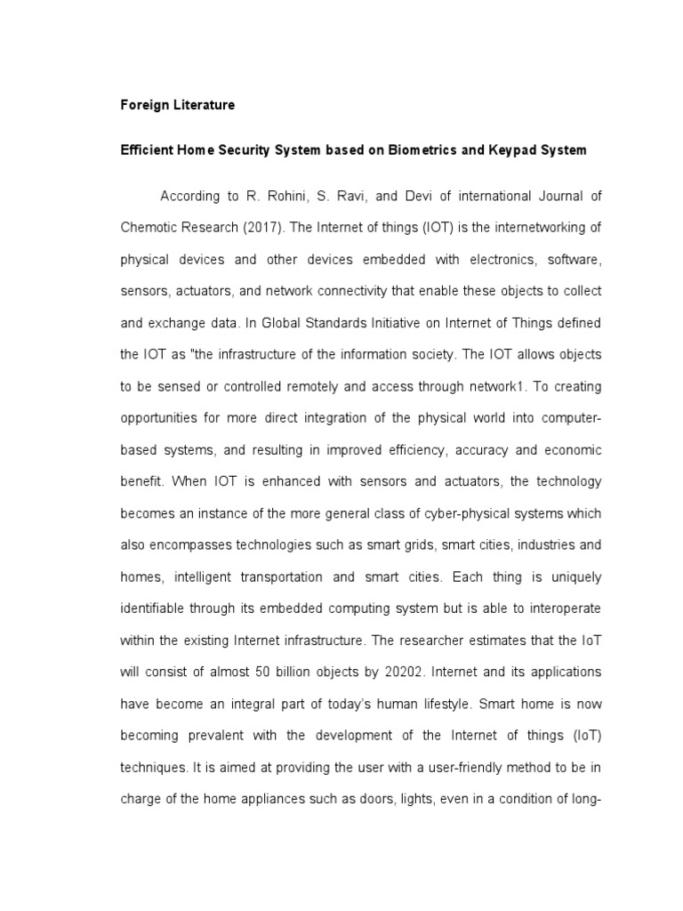 Foreign Literature Efficient Home Security System Based On Biometrics