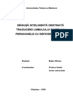 Mănușă Inteligentă Destinată Traducerii Limbajului Dactil La Persoanele Cu Deficențe de Auz