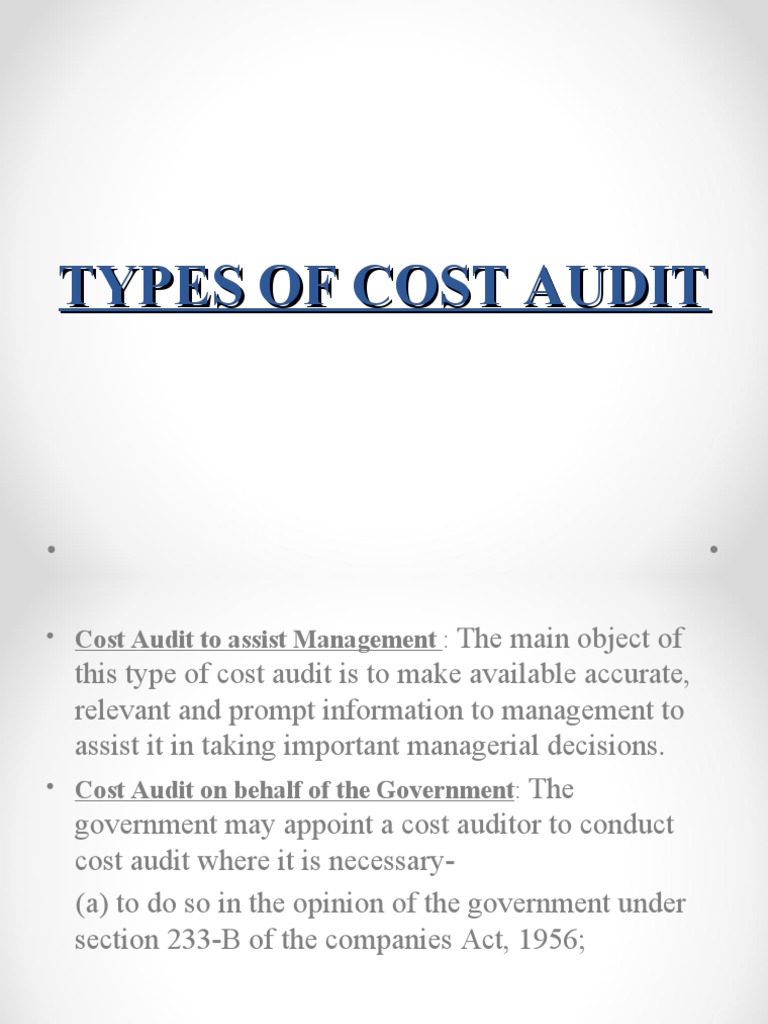 Types of Cost Audit PDF