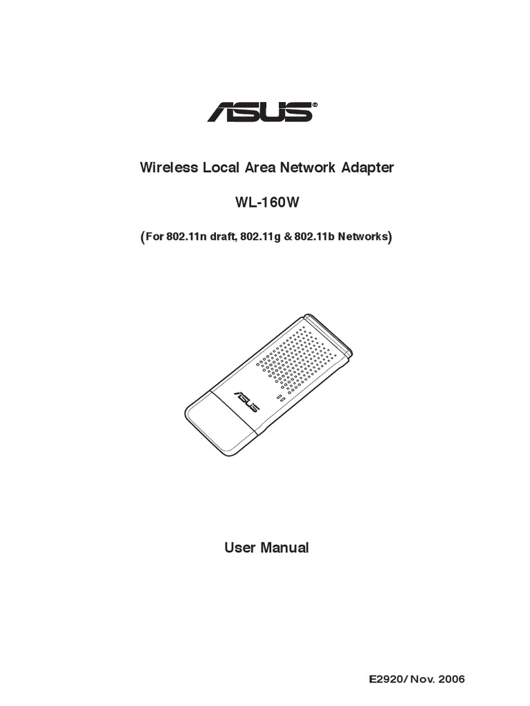 Wireless Local Area Network Adapter WL-160W : For 802.11n Draft, 802 ...