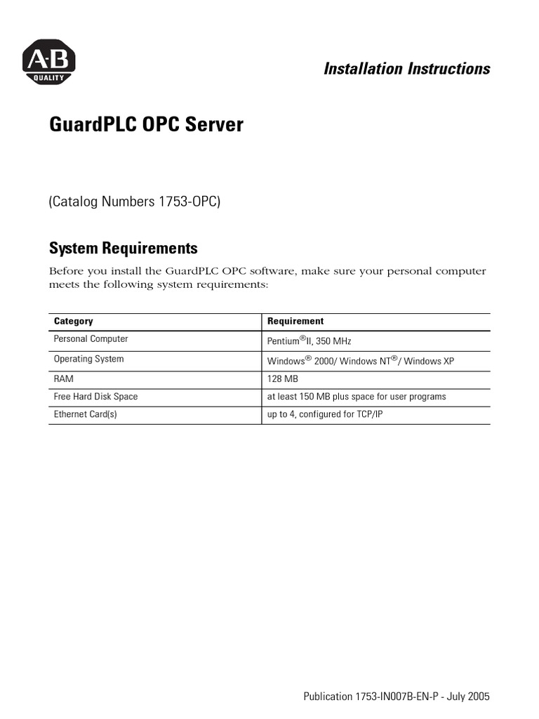GuardPLC OPC Server PDF | PDF