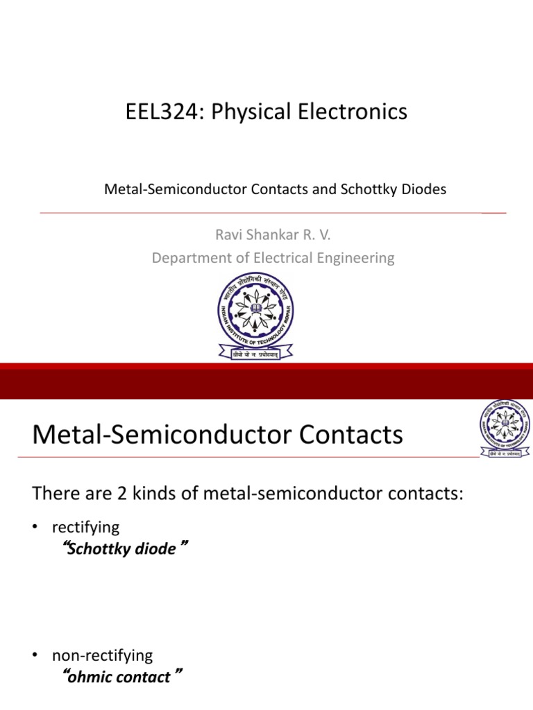 Analysis of MetalSemiconductor Contacts and the Operation of Schottky Diodes PDF PN