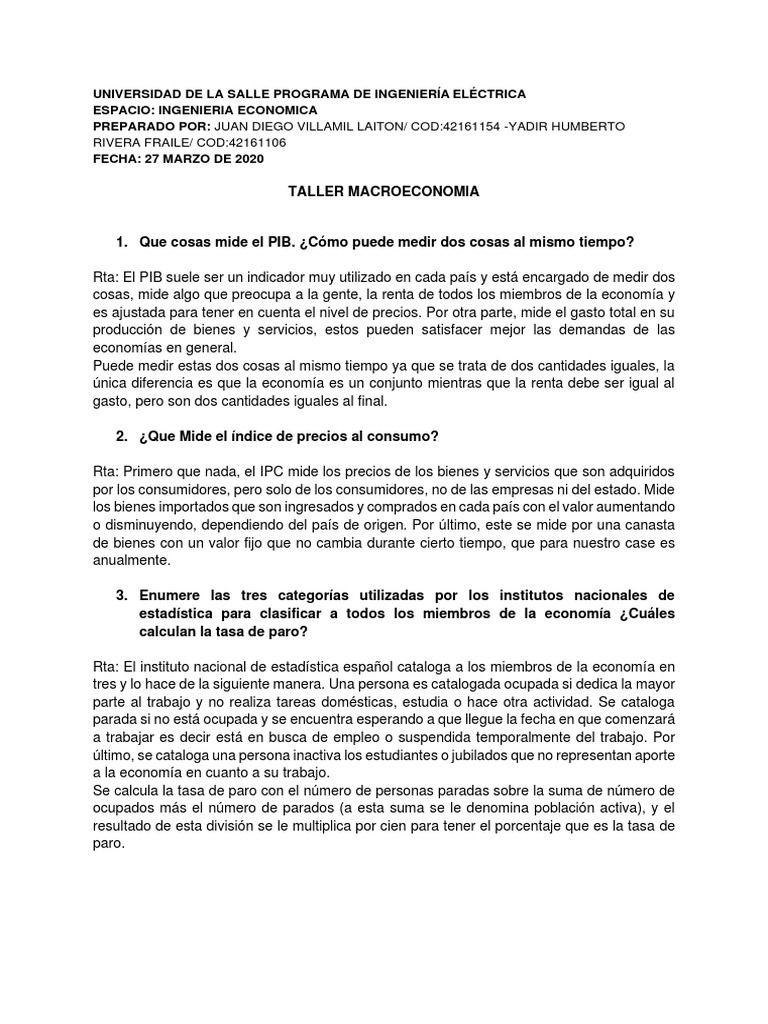 Taller Macroeconomia Final 1 | PDF | Índice de precios al consumidor ...