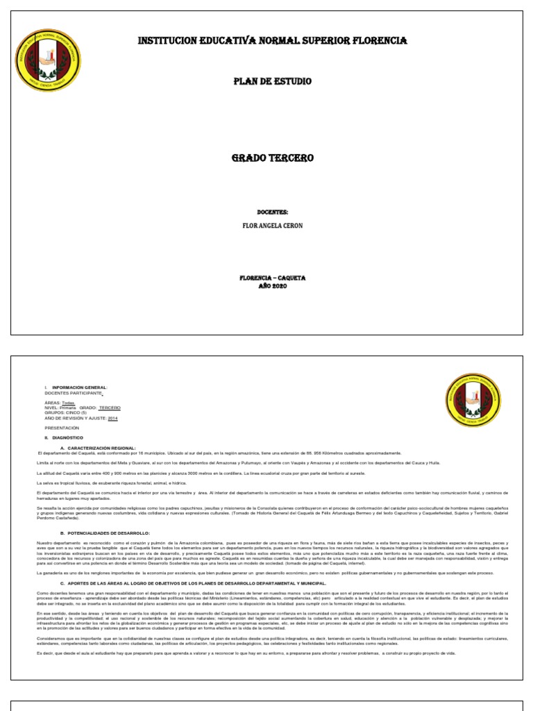 Plan de Estudios Grado Tercero | PDF | Entorno natural | Organismos