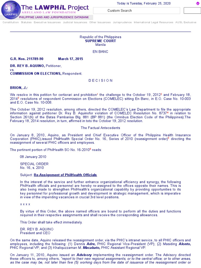 Aquino v comelec pdf commission on elections philippines