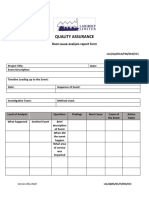 Quality Assurance: Root Cause Analysis Report Form