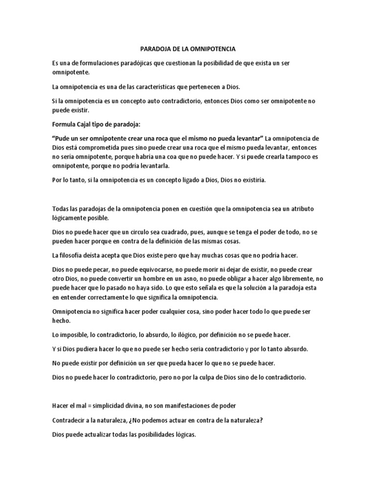 Paradoja de La Omnipotencia PDF