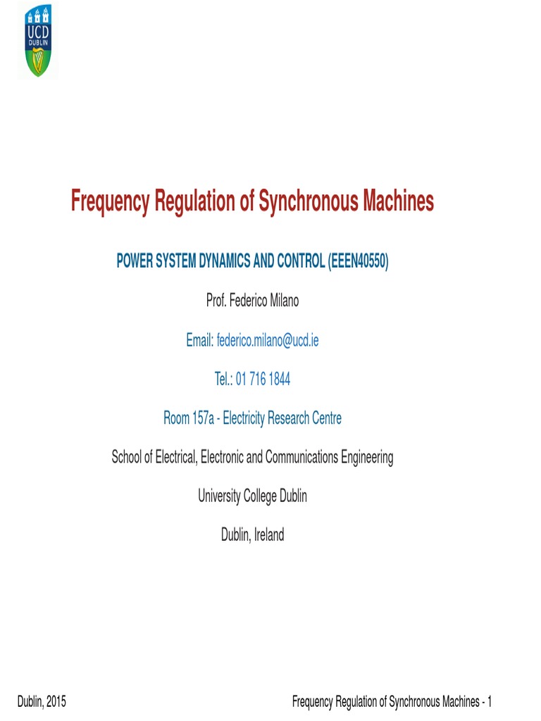 Frequency Regulation in Synchronous Machines | PDF | Electrical ...