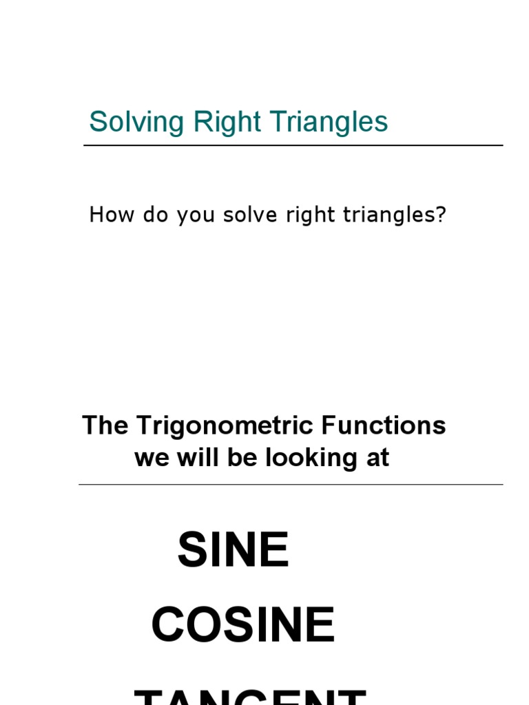 Right Triangle Trigonometry Guide | PDF | Trigonometric Functions ...