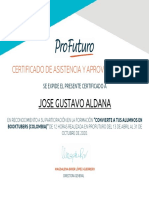 Jose Gustavo Aldana: Certificado de Asistencia Y Aprovechamiento