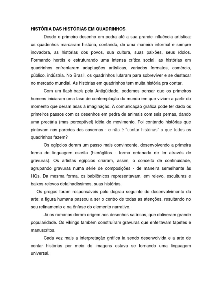 A Evolução das Histórias em Quadrinhos | PDF | Quadrinhos | Imagem
