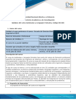 Syllabus Del Curso Automatas y Lenguajes Formales